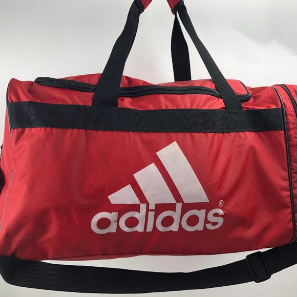 ADIDAS red & White DUFFLE SPORTS Gym bag - Picture 2 of 5